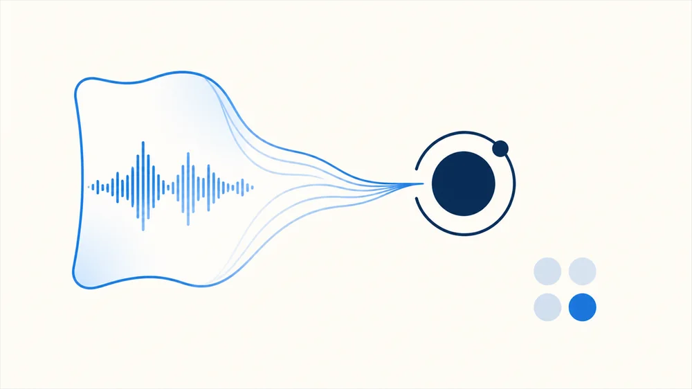 Un document sonore mène à une question, avec un motif distinct de quatre choix dont un est mis en évidence.